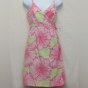 Lily Pulitzer, pink, green floral, sundress, mini dress, size 4